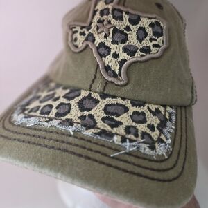 Animal Print Distressed Texas Hat Mesh Back AdjustableWomens Casual Boho
